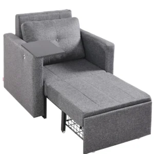 Sleeper Sofa Bed with Side Pocket Pillow Desk Board 5 Adjustable Backrest