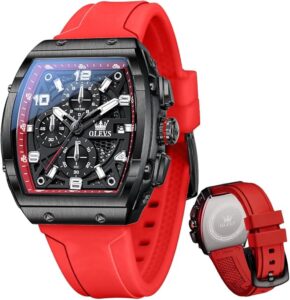 OLEVS Mens Watches Stylish Chronograph Waterproof Luminous Silicon Strap Multifunction Watches for Men Business White Men Wrist Watch