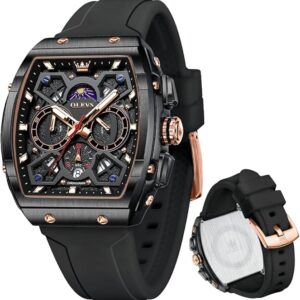 OLEVS Mens Watches Stylish Chronograph Waterproof Luminous Silicon Strap Multifunction Watches for Men Business White Men Wrist Watch