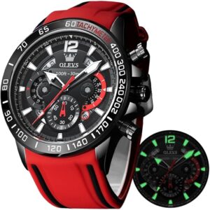 OLEVS Mens Watches Stylish Chronograph Waterproof Luminous Silicon Strap Multifunction Watches for Men Business White Men Wrist Watch