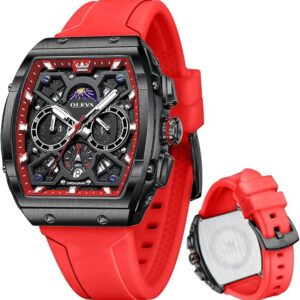 OLEVS Mens Watches Stylish Chronograph Waterproof Luminous Silicon Strap Multifunction Watches for Men Business White Men Wrist Watch