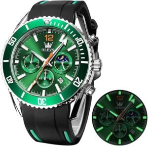 OLEVS Mens Watches Stylish Chronograph Waterproof Luminous Silicon Strap Multifunction Watches for Men Business White Men Wrist Watch