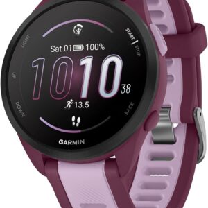 Garmin Forerunner 165 Music, Running Smartwatch, Colorful AMOLED Display, Training Metrics and Recovery Insights, Music on Your Wrist, Berry