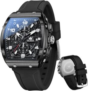 OLEVS Mens Watches Stylish Chronograph Waterproof Luminous Silicon Strap Multifunction Watches for Men Business White Men Wrist Watch