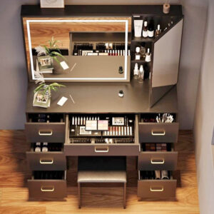 Makeup vanity with the mirror
