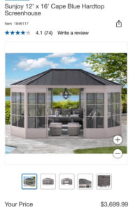 Sunjoy 12’x16’ cape plus hardtop screen house (Copy)