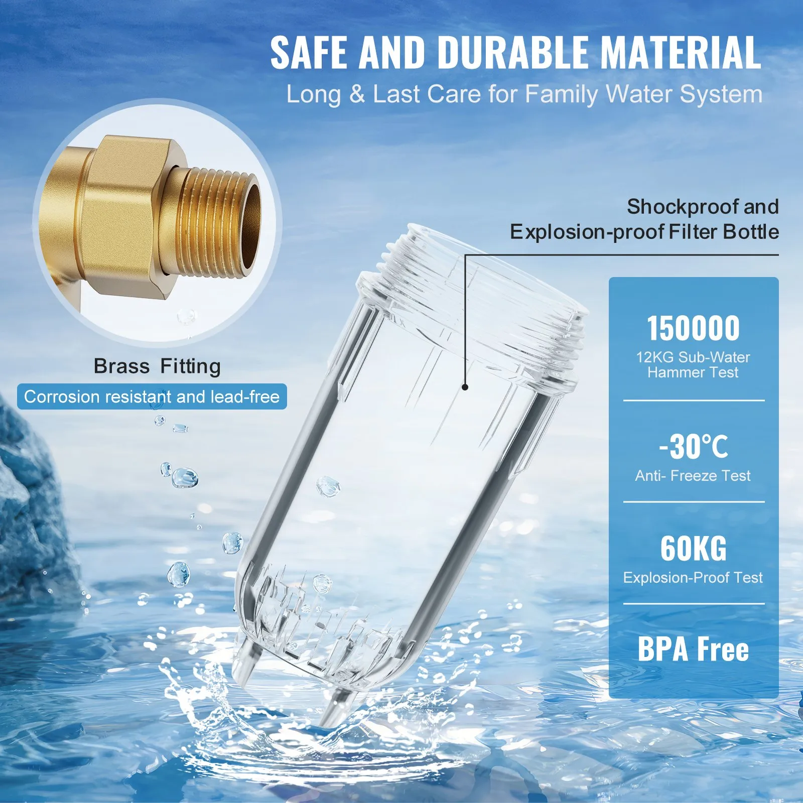 Spin Down Filter, 40 Micron Whole House Sediment Filter for Well Water, 3/4" G-M + 1" G-M + 3/4" G-F, 4 T/H High Flow Rate, for Whole House Water Filtration Systems, Well Water Sediment Filter - Image 11