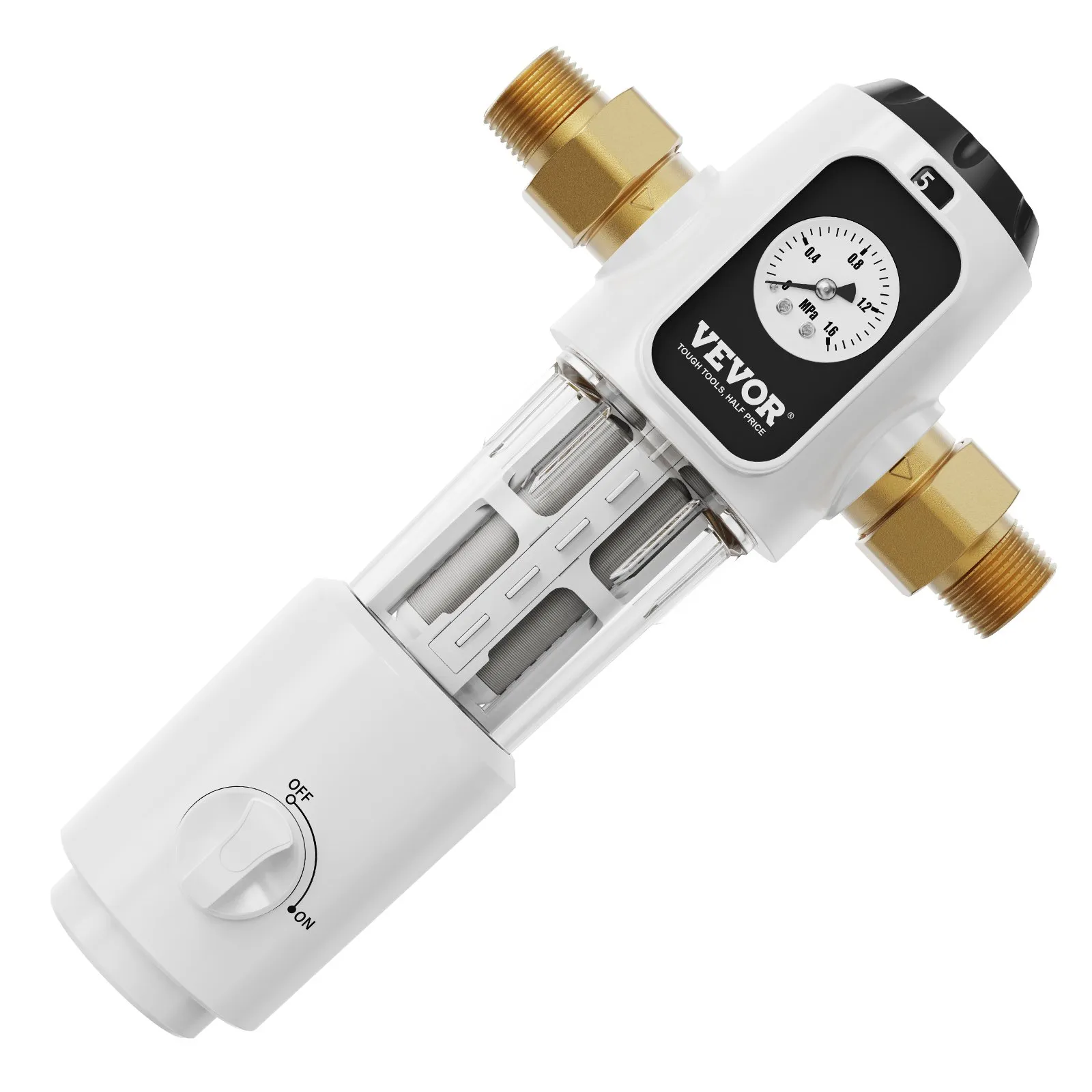 Spin Down Filter, 40 Micron Whole House Sediment Filter for Well Water, 3/4" G-M + 1" G-M + 3/4" G-F, 4 T/H High Flow Rate, for Whole House Water Filtration Systems, Well Water Sediment Filter - Image 3