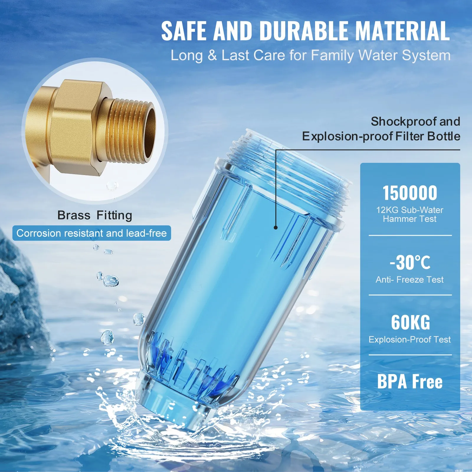 Spin Down Filter, 40 Micron Whole House Sediment Filter for Well Water, 3/4"(1.9 cm) G-M + 1"(2.5 cm) G-M + 3/4"(1.9 cm) G-F, 4 T/H High Flow Rate, for Whole House Water Filtration Systems, Well Water Sediment Filter - Image 10