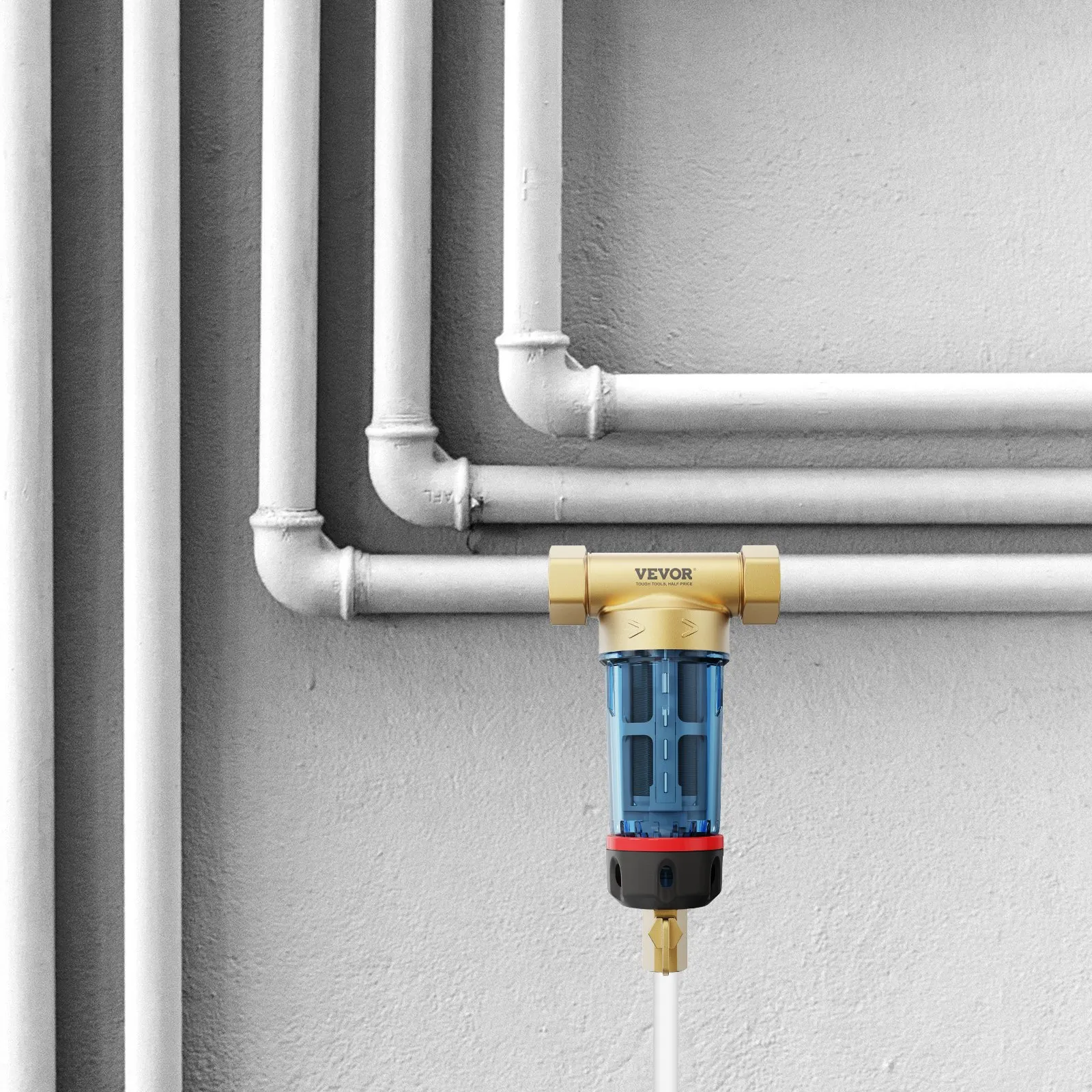 Spin Down Filter, 40 Micron Whole House Sediment Filter for Well Water, 3/4"(1.9 cm) G-M + 1"(2.5 cm) G-M + 3/4"(1.9 cm) G-F, 4 T/H High Flow Rate, for Whole House Water Filtration Systems, Well Water Sediment Filter - Image 2