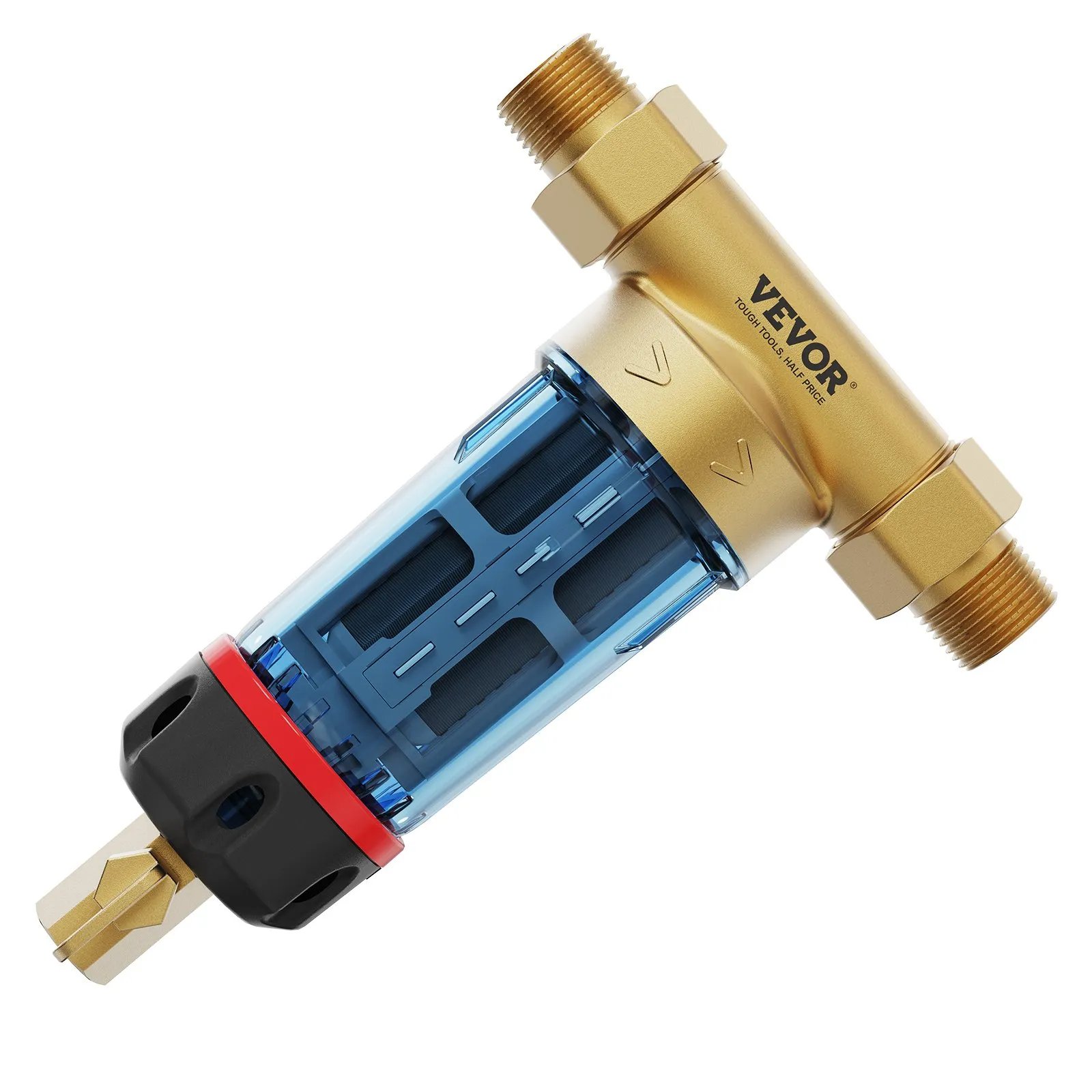 Spin Down Filter, 40 Micron Whole House Sediment Filter for Well Water, 3/4"(1.9 cm) G-M + 1"(2.5 cm) G-M + 3/4"(1.9 cm) G-F, 4 T/H High Flow Rate, for Whole House Water Filtration Systems, Well Water Sediment Filter - Image 3