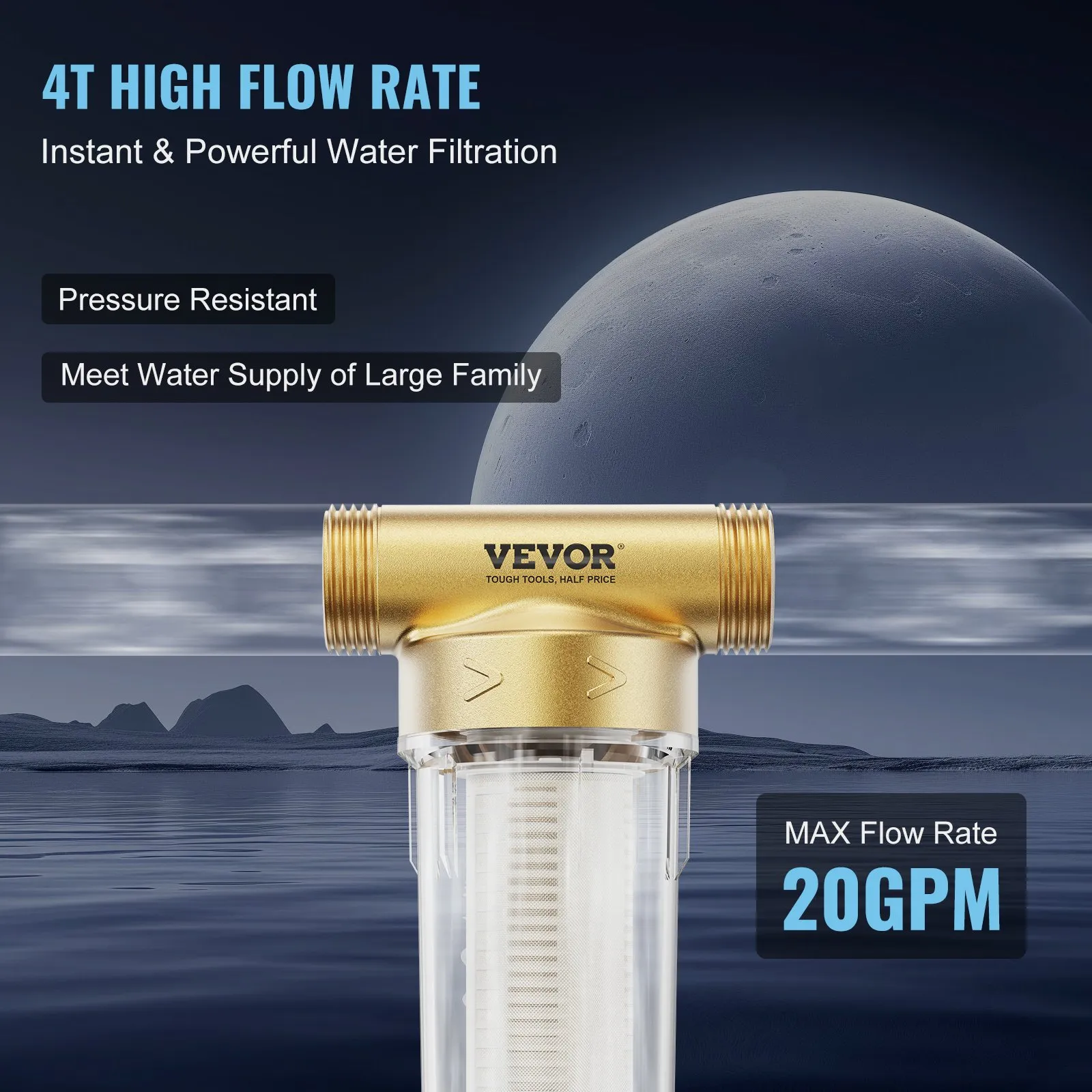 Spin Down Filter, 40 Micron + 30 Micron Fine Filtration, Whole House Sediment Filter for Well Water, 3/4"(1.9 cm) G-F + 1"(2.5 cm) G-M, 4 T/H High Flow Rate, for Whole House Water Filtration Systems - Image 3