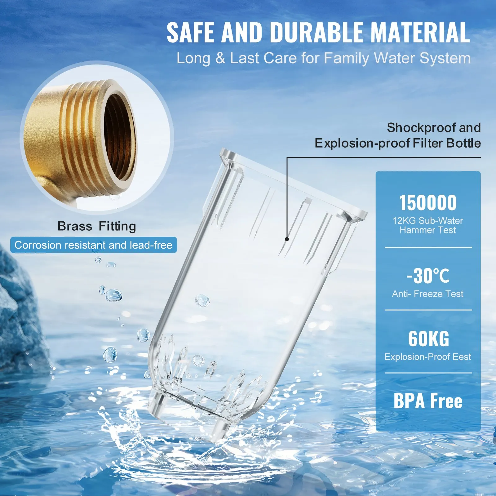 Spin Down Filter, 40 Micron + 30 Micron Fine Filtration, Whole House Sediment Filter for Well Water, 3/4"(1.9 cm) G-F + 1"(2.5 cm) G-M, 4 T/H High Flow Rate, for Whole House Water Filtration Systems - Image 4