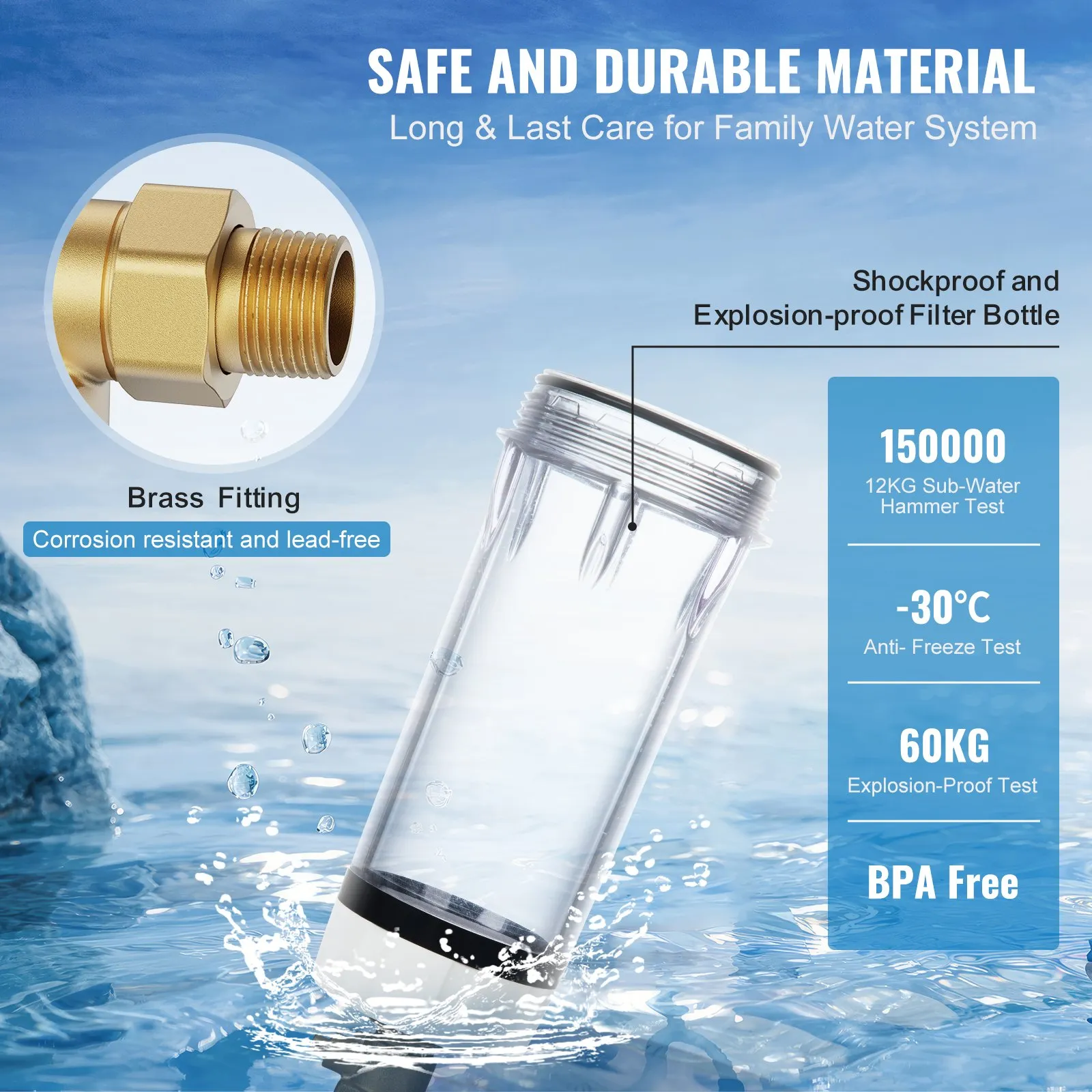 Spin Down Filter, 40 Micron Whole House Sediment Filter for Well Water, 1" (2.5 cm) G-M + 1 1/4" (3.2 cm) G-M, 8 T/H High Flow Rate, for Whole House Water Filtration Systems, Well Water Sediment Filter - Image 3